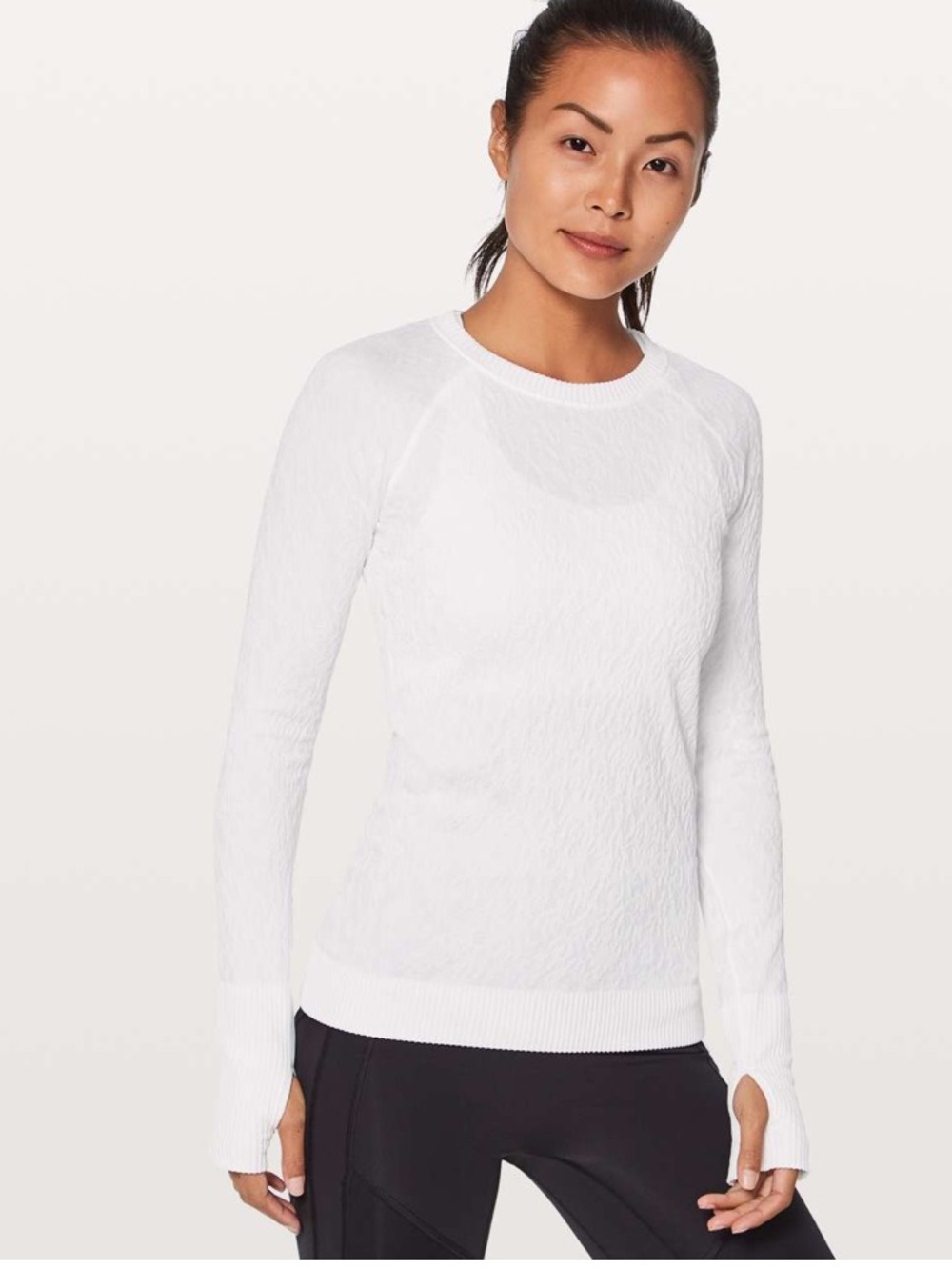 lululemon athletica restless White Crewneck Pullover Long Sleeve